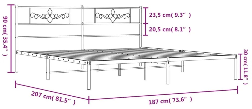 Πλαίσιο Κρεβατιού με Κεφαλάρι Λευκό 180x200 εκ. Μεταλλικό - Λευκό