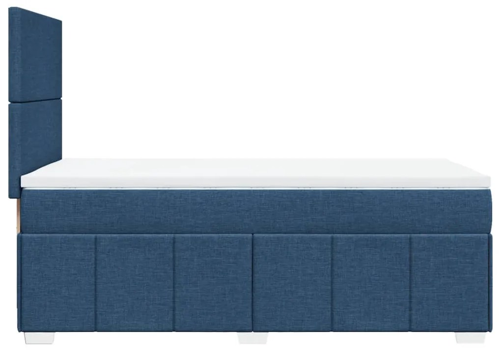 Κρεβάτι Boxspring με Στρώμα Μπλε 100 x 200 εκ. Υφασμάτινο - Μπλε