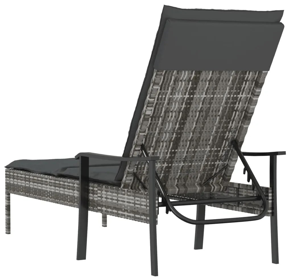 vidaXL Ξαπλώστρα με Μαξιλάρι Γκρι από Συνθετικό Ρατάν