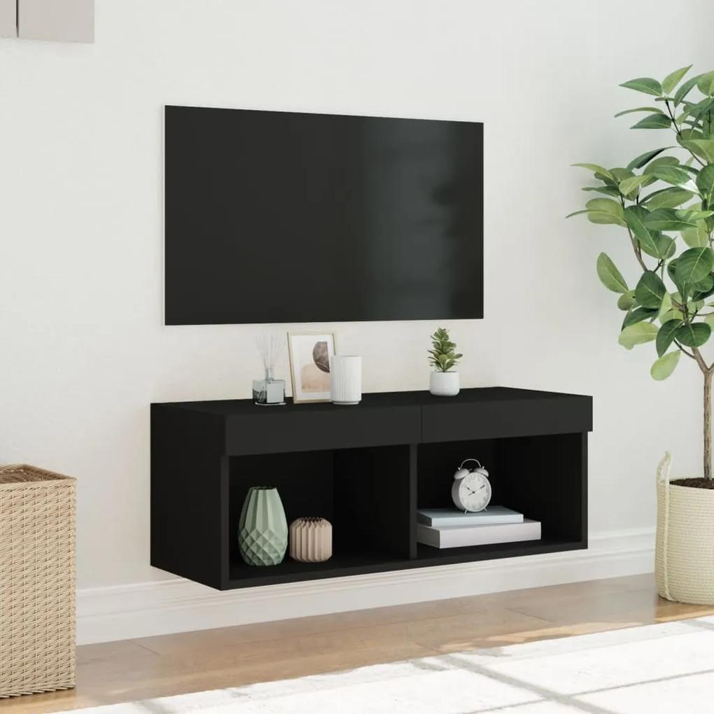 vidaXL Έπιπλο Τηλεόρασης με LED Μαύρο 80 x 30 x 30 εκ.
