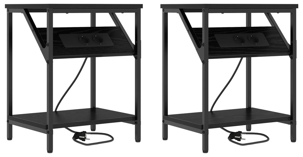 vidaXL Κουτιά Κρεβατοκάμαρας 2 pcs Μαύρη δρυς Επεξεργασμένο ξύλο