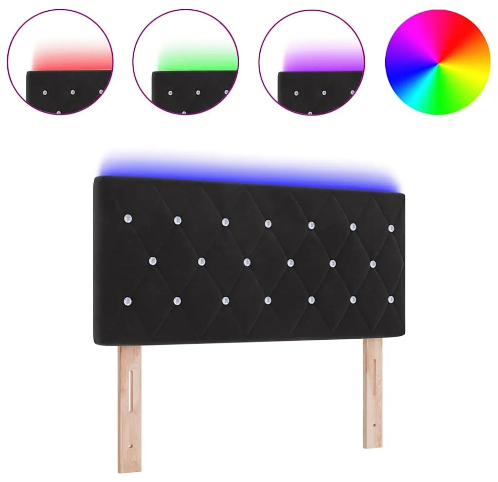 vidaXL LED κεφαλάρι με φώτα λωρίδας LED Μαύρο 90 cm Πολυεστέρας