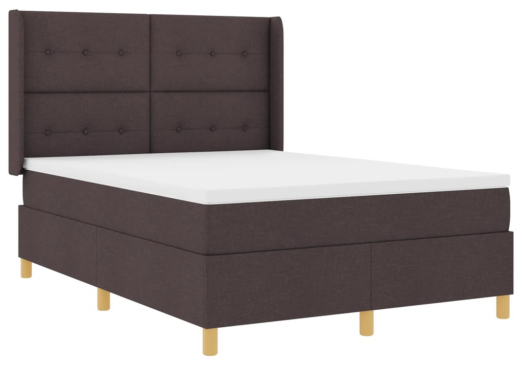 vidaXL Κρεβάτι Box Spring με Στρώμα Σκούρο Καφέ 160x200 εκ. Υλικό