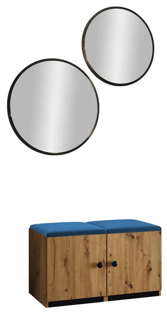 Σετ επίπλων Hartford E106, 84x44cm, 21 kg, Μαύρο, Artisan δρυς, Ταπισερί, Πλαστικοποιημένη μοριοσανίδα, Μεμονωμένα μέρη, Μπλε, Είδος βελούδου