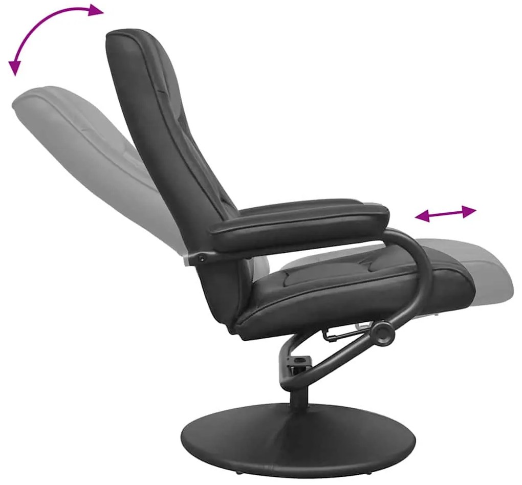 vidaXL Ανακλινόμενη πολυθρόνα Μαύρο 66,5 x 75 x 99 cm Τεχνητό δέρμα