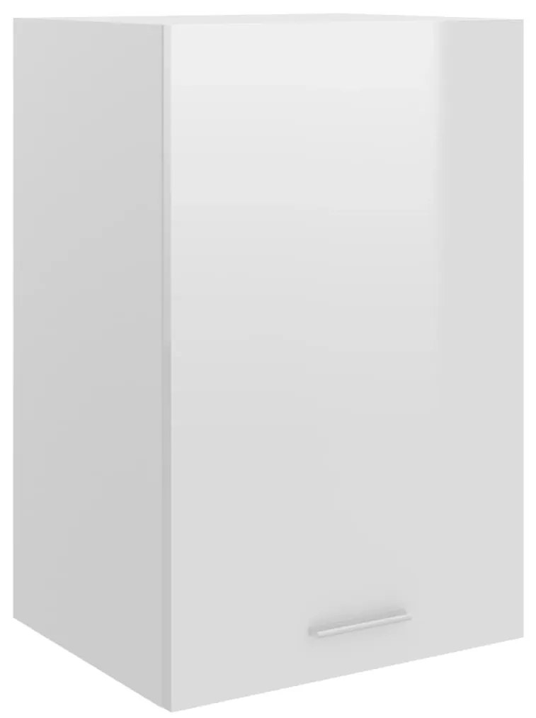 Ντουλάπι Κρεμαστό Γυαλιστερό Λευκό 39,5x31x60εκ. από Επεξ. Ξύλο - Λευκό
