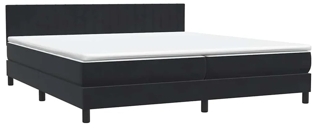 vidaXL Κρεβάτι Boxspring με Στρώμα Μαύρο 180x210 εκ. Βελούδινο