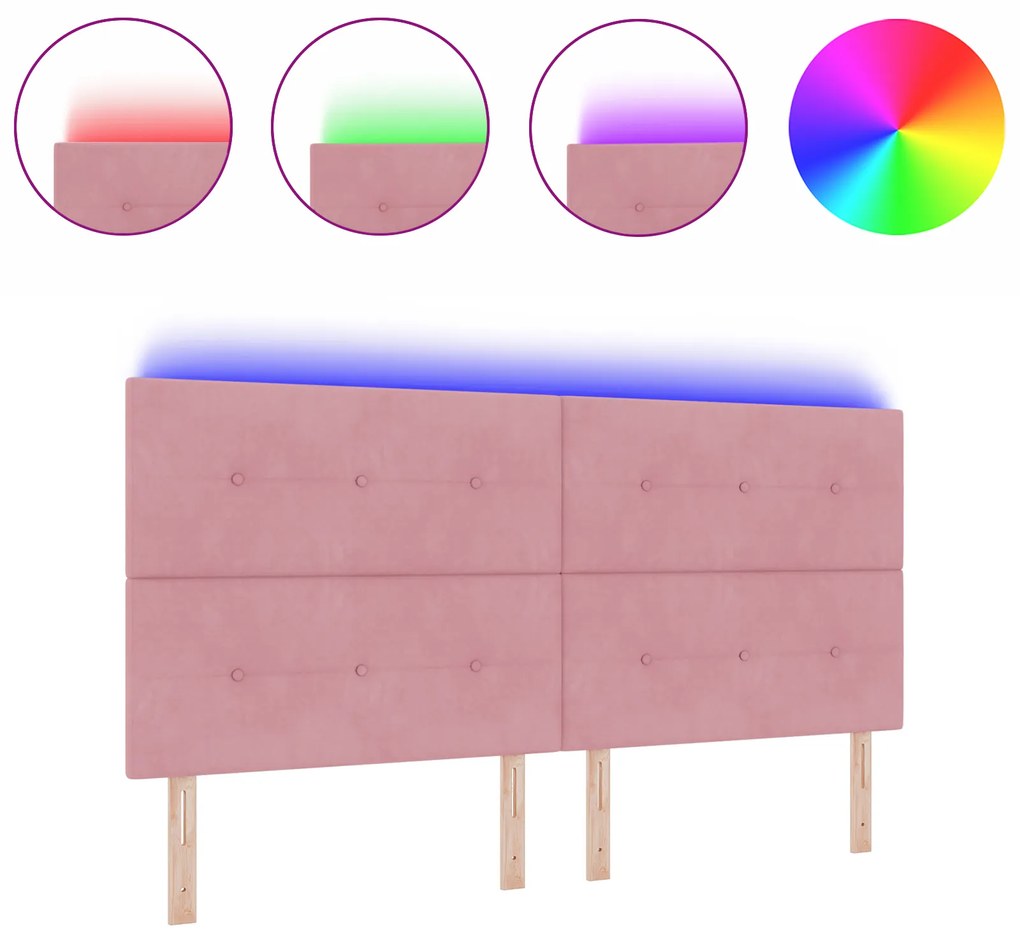 vidaXL LED Κεφαλαριά Ροζ 100 εκ Βελούδο