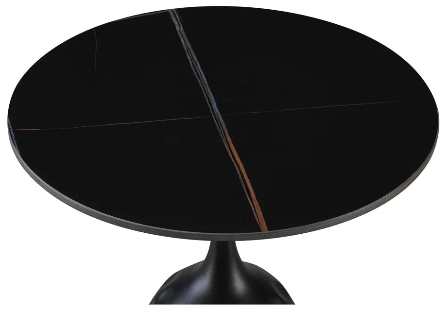 VOLCANO SIDE TABLE ΜΑΥΡΟ ΜΕ ΟΨΗ ΜΑΡΜΑΡΟΥ ΜΑΥΡΟ 50x50xH61cm - 04-1073