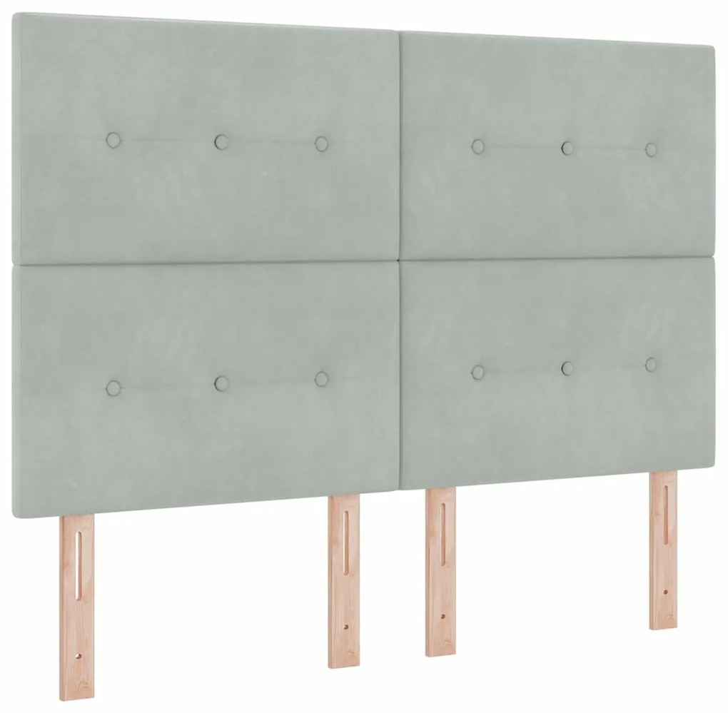 vidaXL Κρεβάτι με ελατήρια Ανοιχτό γκρι 160 x 200 cm Βελούδο