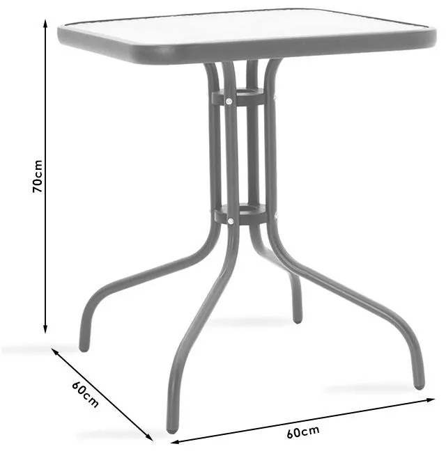 Τραπέζι Watson μέταλλο καφέ-γυαλί 60x60x70εκ 60x60x70 εκ.