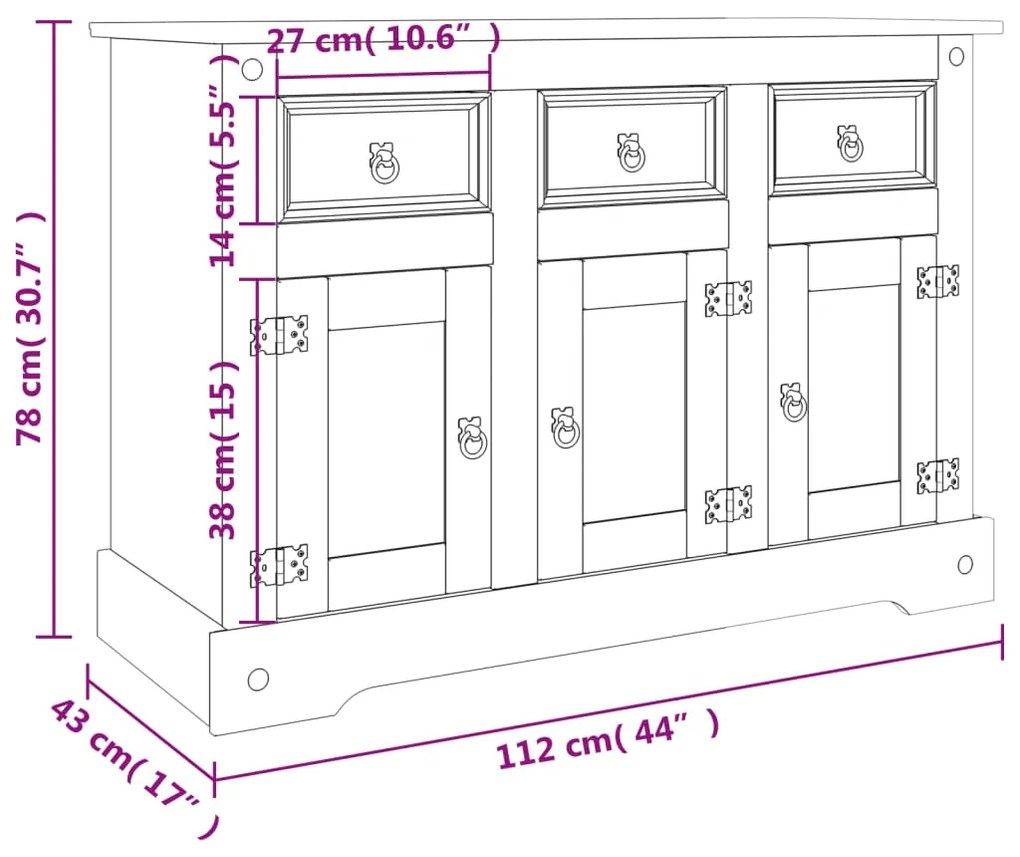 ΝΤΟΥΛΑΠΙ CORONA ΜΕΛΙ 112 X 43 X 78 ΕΚ. ΜΑΣΙΦ ΞΥΛΟ ΠΕΥΚΟΥ 355083