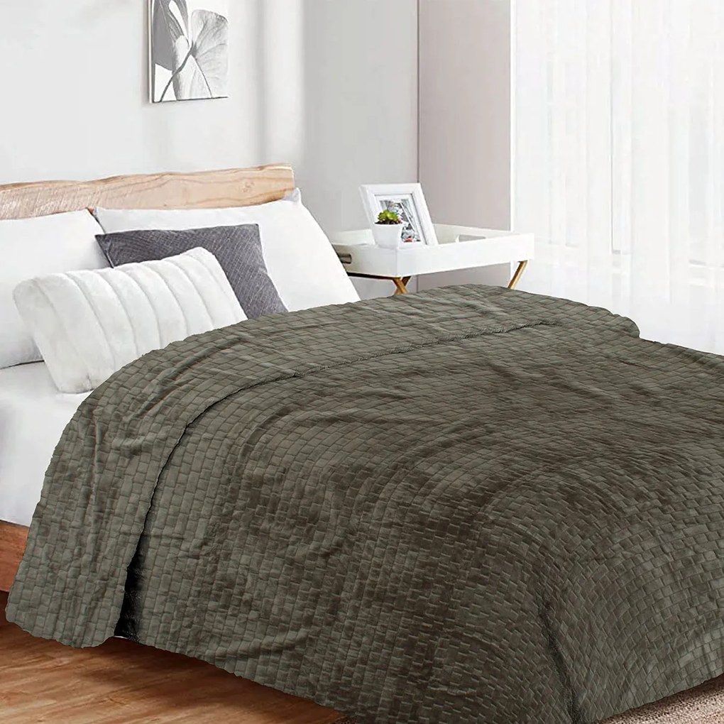 Κουβέρτα Fleece Μονή  (160x220) Dimcol Brick 07 Olive