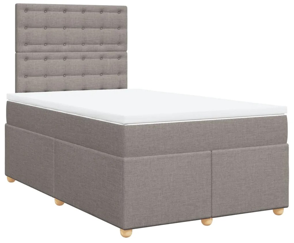 vidaXL Κρεβάτι Boxspring με Στρώμα Taupe 120x190 εκ. Υφασμάτινο