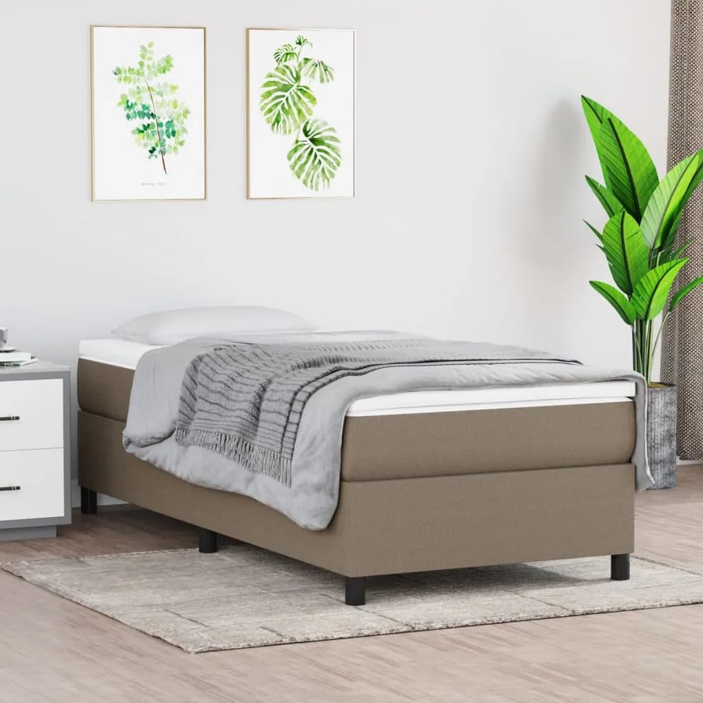 Κρεβάτι Boxspring με Στρώμα Taupe 100 x 200 εκ. Υφασμάτινο