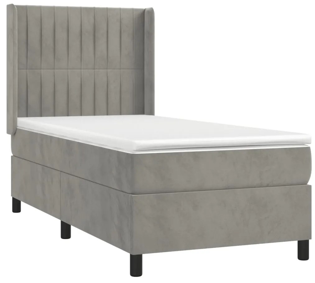 ΚΡΕΒΑΤΙ BOXSPRING ΜΕ ΣΤΡΩΜΑ ΑΝΟΙΧΤΟ ΓΚΡΙ 90X190 ΕΚ. ΒΕΛΟΥΔΙΝΟ 3132771