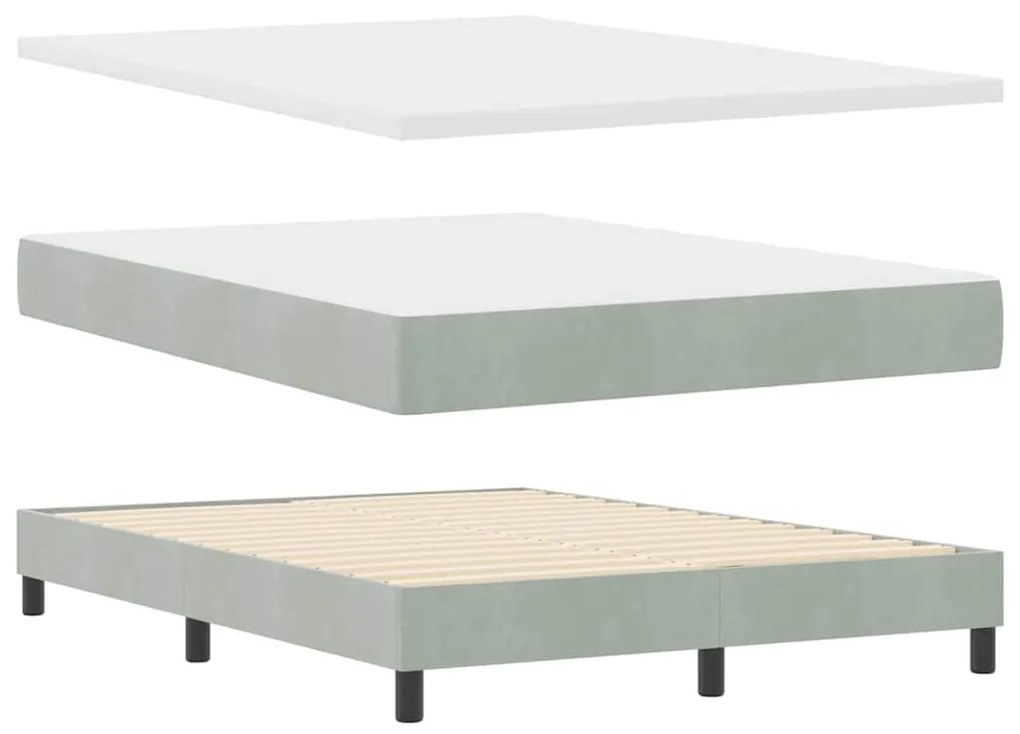 vidaXL κρεβάτι box spring με μαξιλάρι  ανοιχτό γκρι 140x190 εκ. βελούδο