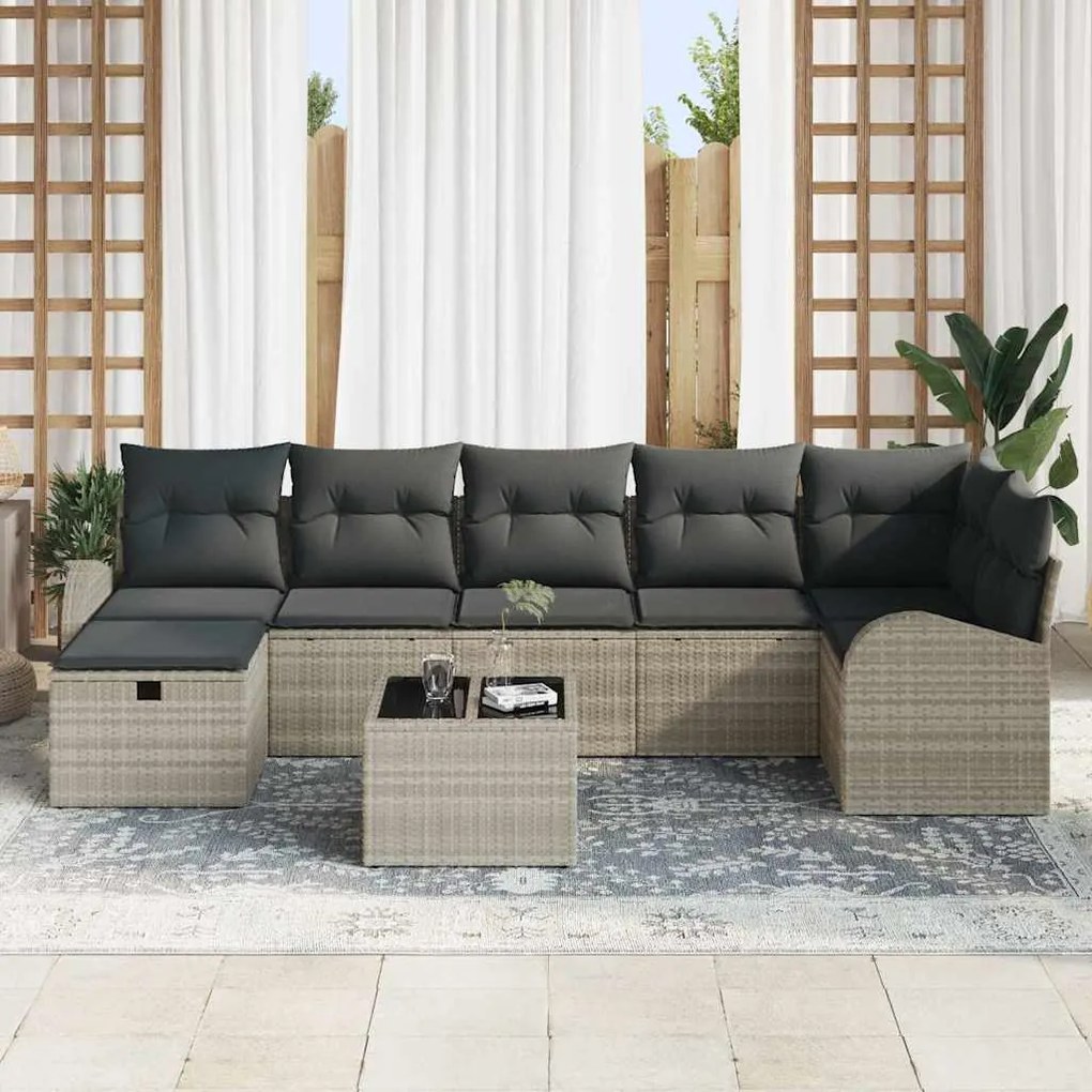 vidaXL Σετ Καναπέ Κήπου 8 pcs Ανοιχτό γκρι 289 x 124 x 85 εκ.