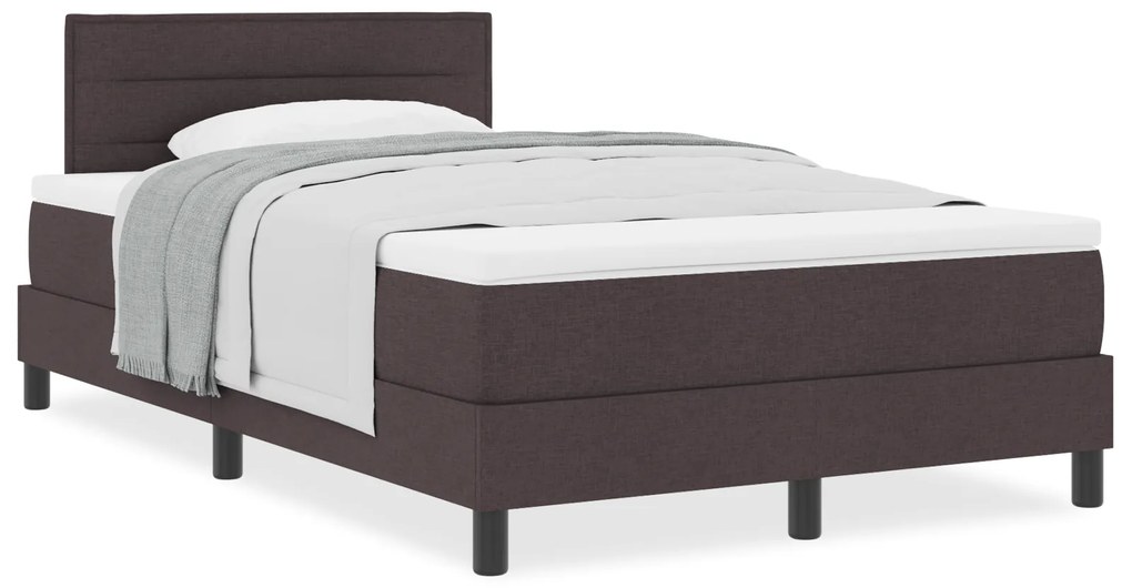 vidaXL Κρεβάτι box spring με στρώμα Σκούρο Καφέ 120 x 190 cm ύφασμα