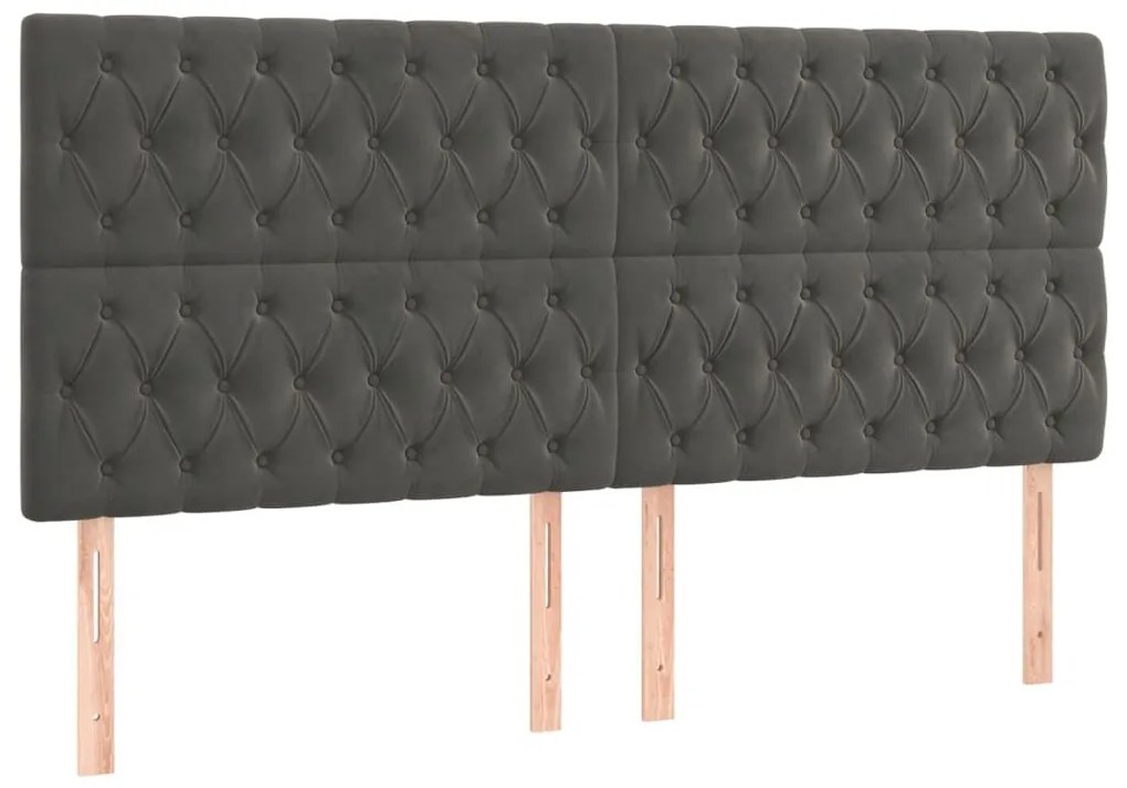Κρεβάτι Boxspring με Στρώμα Σκούρο Γκρι 200x200 εκ. Βελούδινο - Γκρι