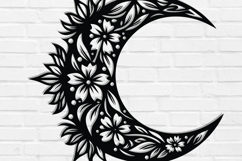 Intra απο ξύλο plywood  Χρώμα wenge 3mm-4mm πάχος - Floral Moon Wall Art Δίασταση 40x50 cm INTRAFABR-21101134