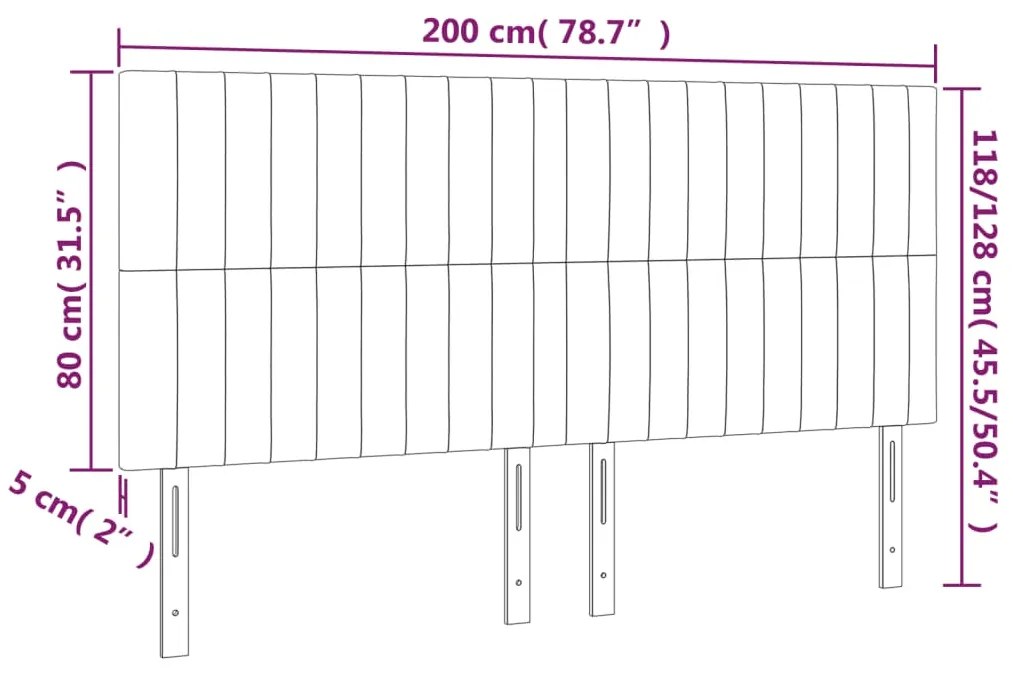 vidaXL Κεφαλάρι Κρεβατιού LED Σκούρο Καφέ 200x5x118/128εκ. Υφασμάτινο