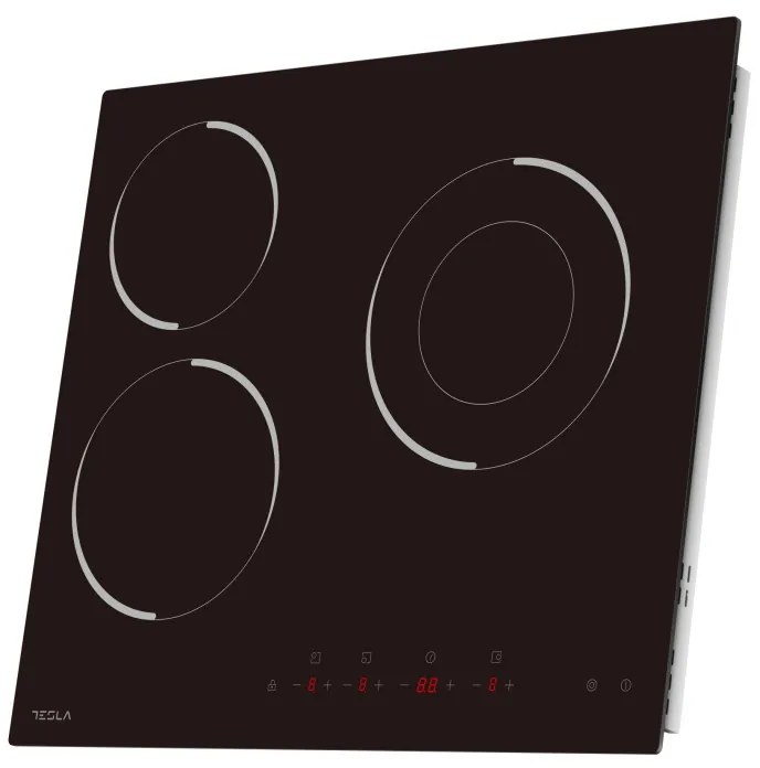 Tesla HV6300MB Γυάλινη Κεραμική Εστία, 5700W, 9 στάδια, Χρονοδιακόπτης, Ένδειξη καυτής επιφάνειας, Προστασία παιδιών, Μαύρο
