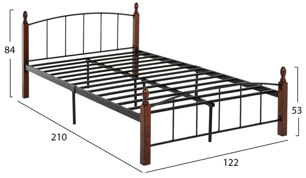 ΚΡΕΒΑΤΙ MAKAI ΜΕΤΑΛΛΟ ΞΥΛΟ ΚΑΡΥΔΙ ΣΤΡΩΜΑ 120X200