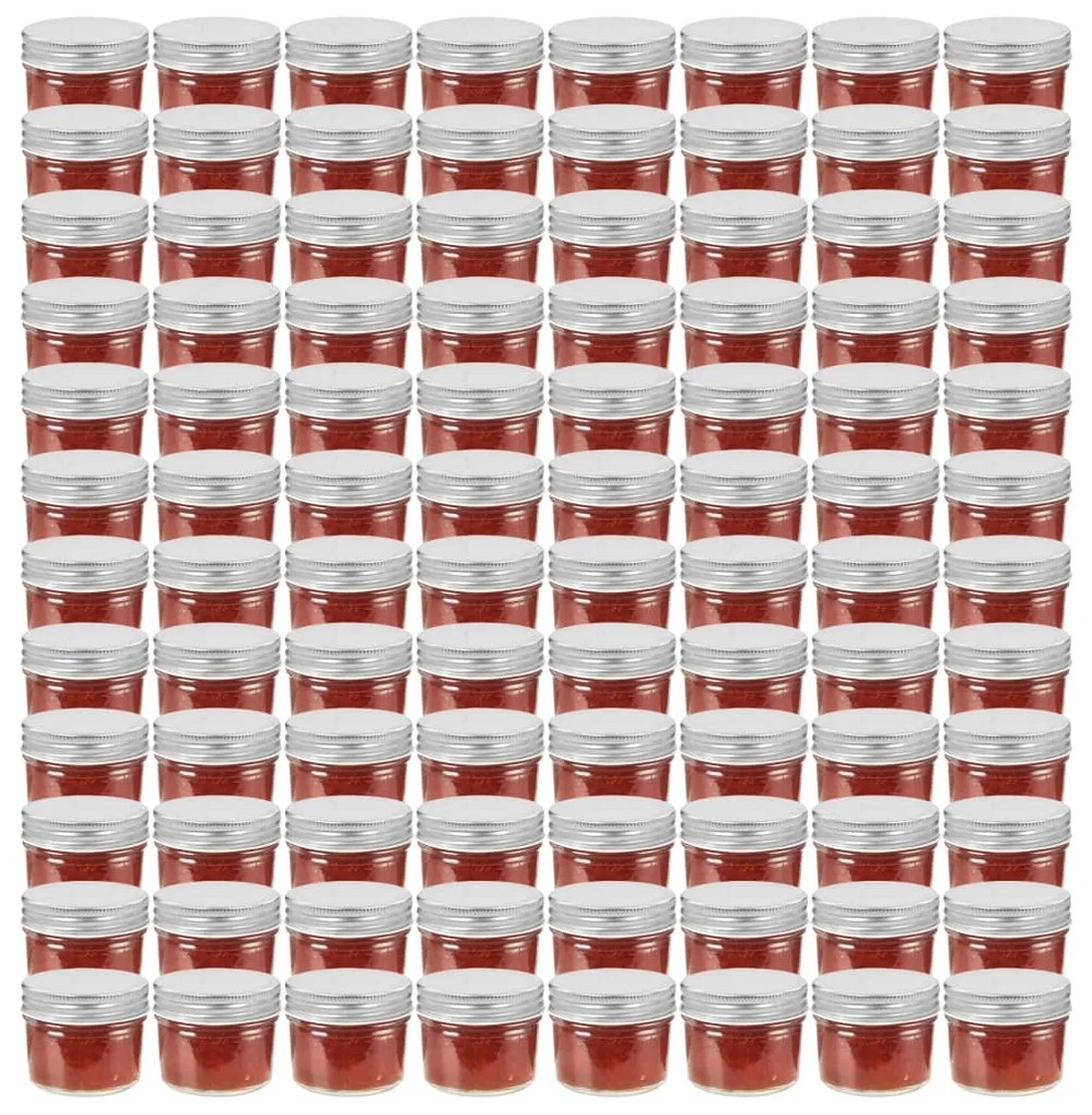 vidaXL Βάζα Μαρμελάδας 96 τεμ. 110 ml Γυάλινα με Ασημένια Καπάκια