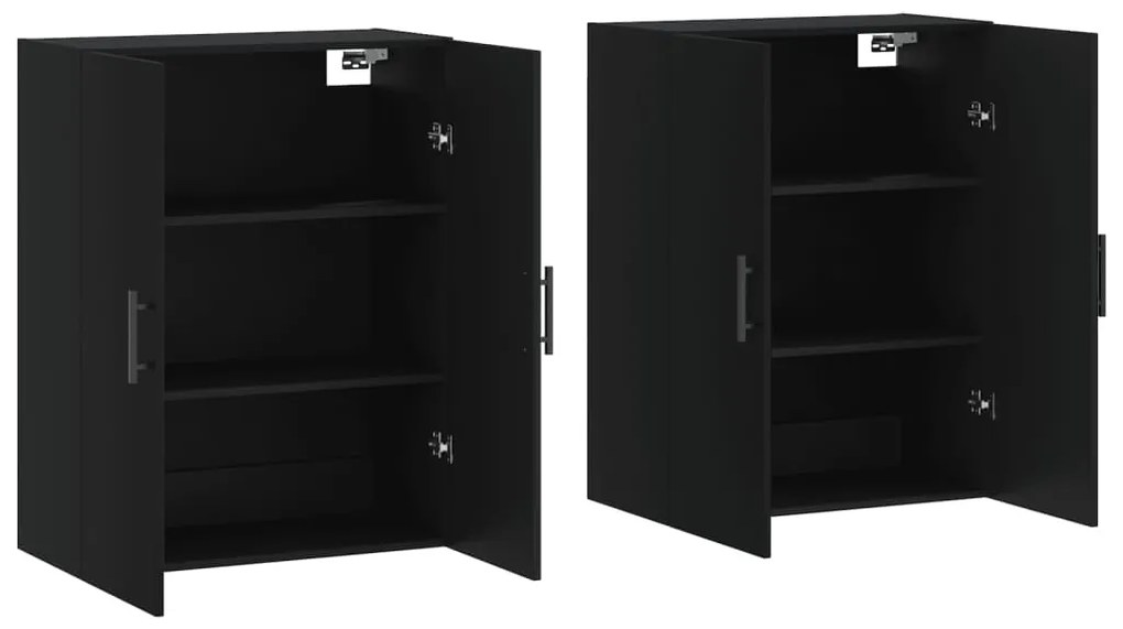 vidaXL Ντουλάπια Τοίχου 2 τεμ. Μαύρα 69,5 x 34 x 90 εκ.