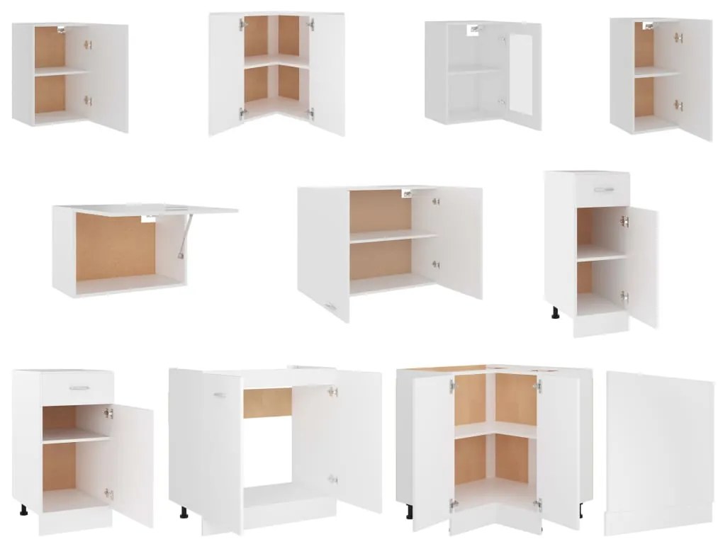 vidaXL Σετ Ντουλαπιών Κουζίνας 11 Τεμαχίων "Lyon" Λευκό από Μηχανικά Ξύλινα Έπιπλα