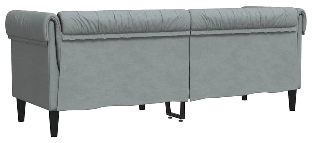vidaXL Καναπές Τριθέσιος Chesterfield Ανοιχτό Γκρι Υφασμάτινος