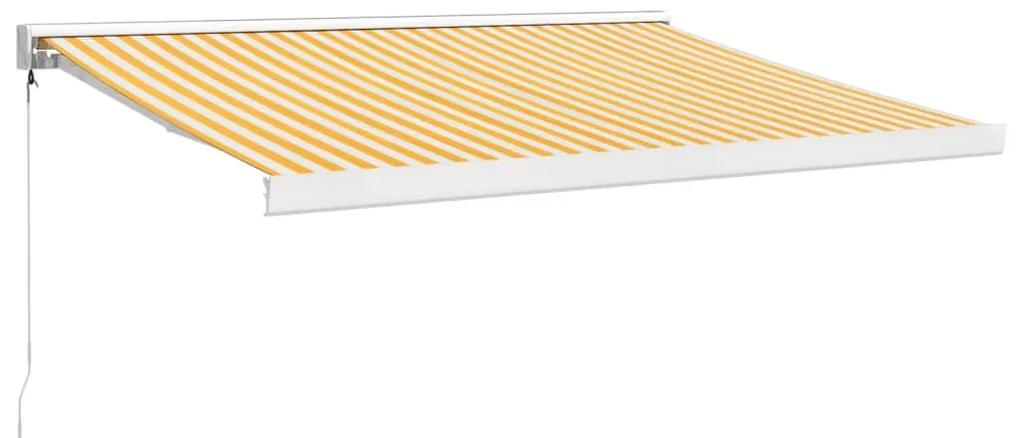 vidaXL Τέντα Πτυσσόμενη Κίτρινη/Λευκή 3,5 x 2,5 μ. Ύφασμα / Αλουμίνιο