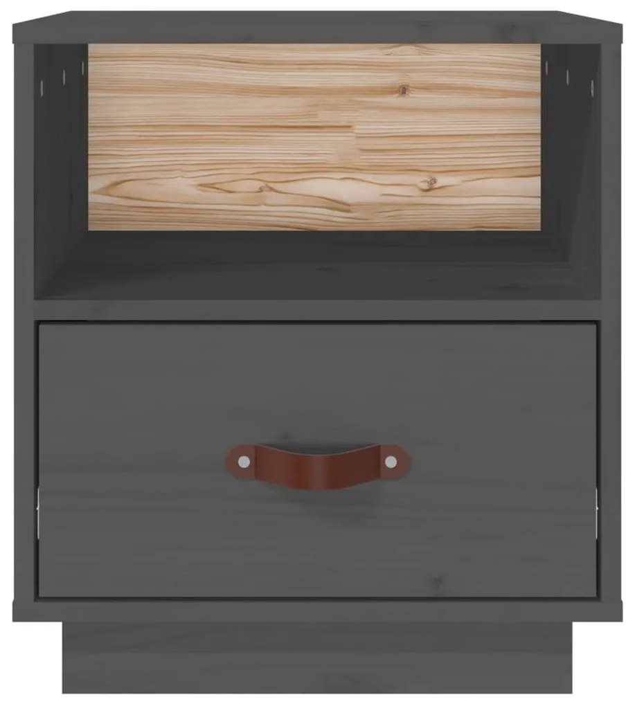 vidaXL Κομοδίνα 2 τεμ. Γκρι 40x34x45 εκ. από Μασίφ Ξύλο Πεύκου
