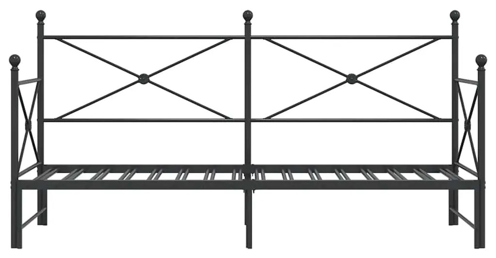 vidaXL Κρεβάτι ημέρας με καρότσα χωρίς στρώμα Μαύρο 90x200 cm Ατσάλι