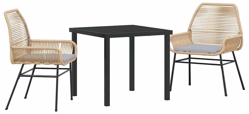 vidaXL Σέτ φαγητού για κήπο 3 pcs Καφέ συνθετικό ρατάν