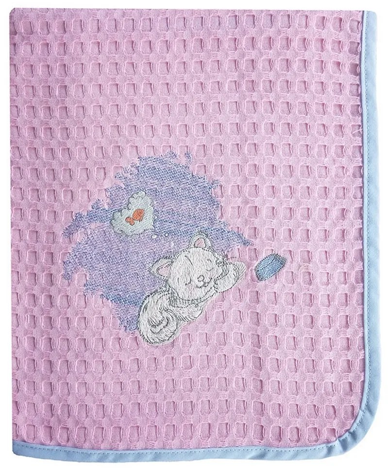 DIMcol ΚΟΥΒΕΡΤΑ ΠΙΚΕ ΒΡΕΦ Cotton 100% 80Χ110 ΓΑΤΑΚΙ 127 ΡΟΖ/ΣΙΕΛ 1210413702312756