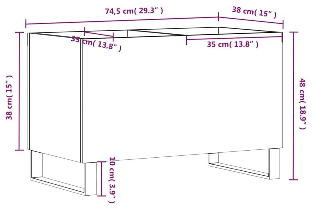 Δισκοθήκη Γυαλιστερή Λευκή 74,5x38x48 εκ. Επεξεργασμένο Ξύλο - Λευκό