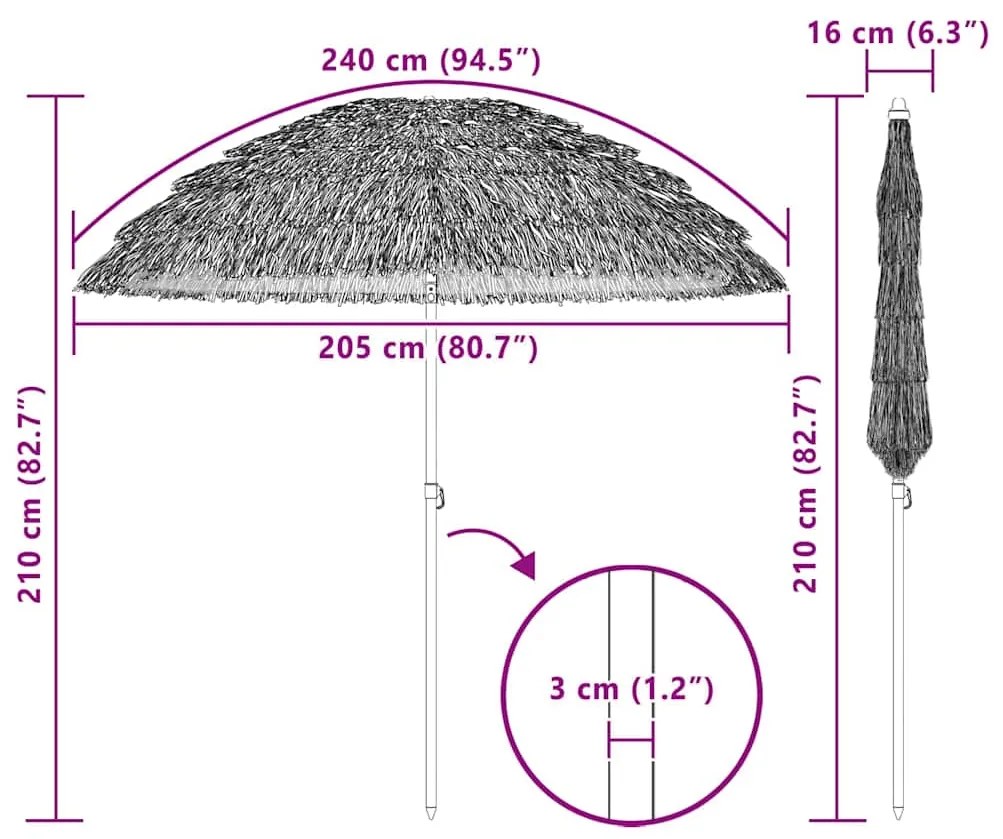 vidaXL Παράσολα Παραλίας Καφέ Ø 206 x 209.5 εκ Ατσάλι