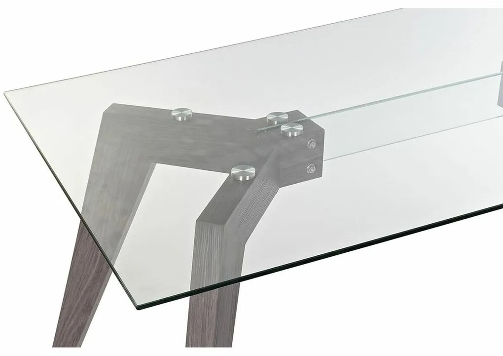 Τραπεζαρία DKD Home Decor Κρυστάλλινο Γκρι Διαφανές Ξύλο MDF (160 x 90 x 75 cm)
