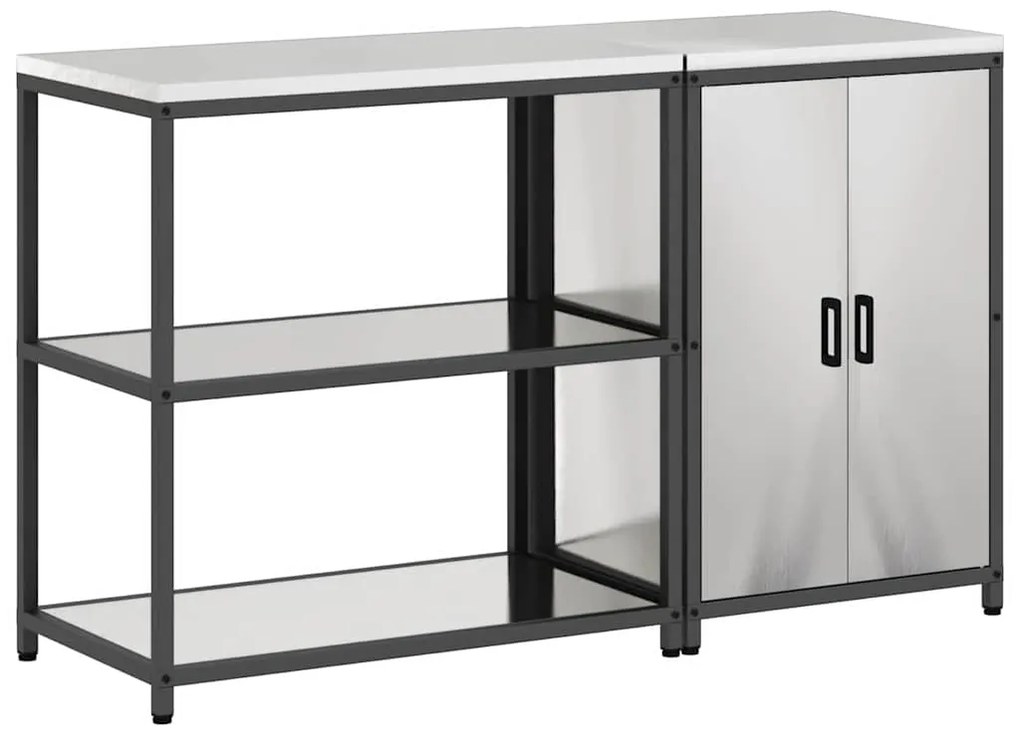 vidaXL Σετ Αποθήκευσης Κουζίνας με ράφι 2 pcs Ασημί Ανοξείδωτο ατσάλι