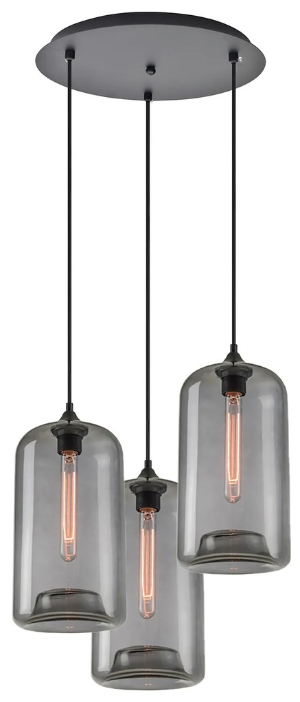 Φωτιστικό Οροφής  SE21-SM-19-30-3BL+ FEINT Smoked Glass Pendant+ - 51W - 100W - 77-8783