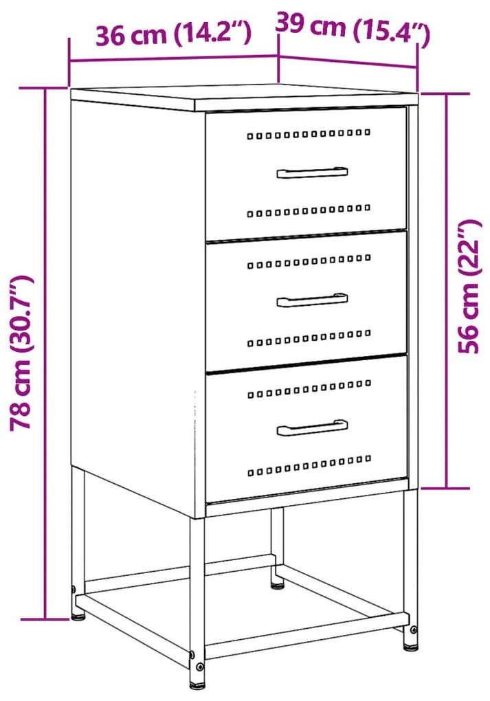 ΚΟΜΟΔΙΝΟ ΜΑΥΡΟ 36X39X78 ΕΚ. ΑΠΟ ΧΑΛΥΒΑ 846578