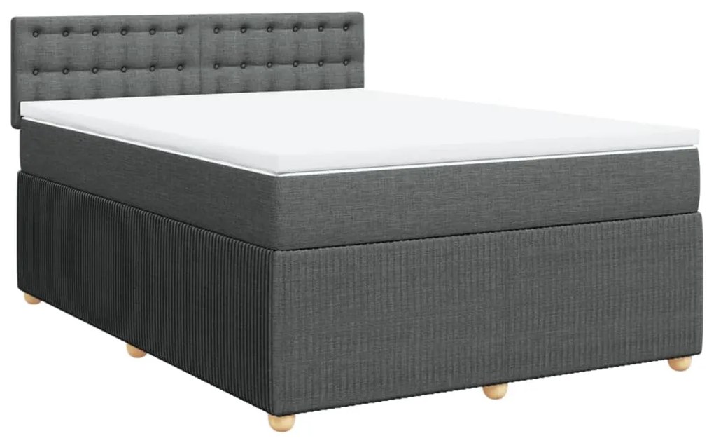 Κρεβάτι Boxspring με Στρώμα Σκούρο Γκρι 140x190 εκ. Υφασμάτινο - Γκρι