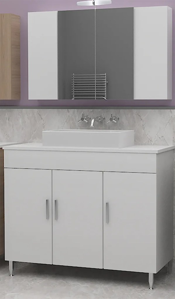 DROP Σετ επιδαπέδιου επίπλου μπάνιου, Roma 100 Top, Λευκό, Drop DROP986570