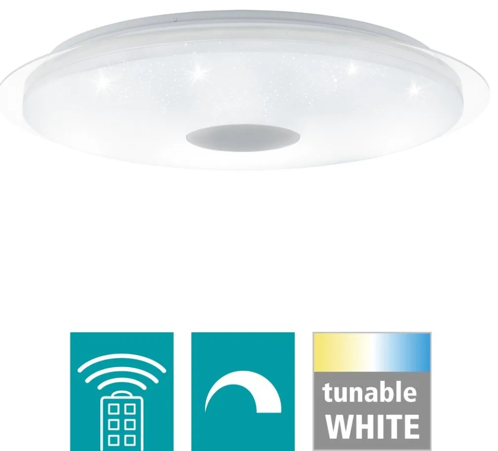 Πλαφονιέρα Οροφής Λευκή 66xH10cm LED 3000-4000-5000Κ 4300lm Τηλεχειριστήριο-Λειτουργία Μνήμης  Eglo Lanciano  97737