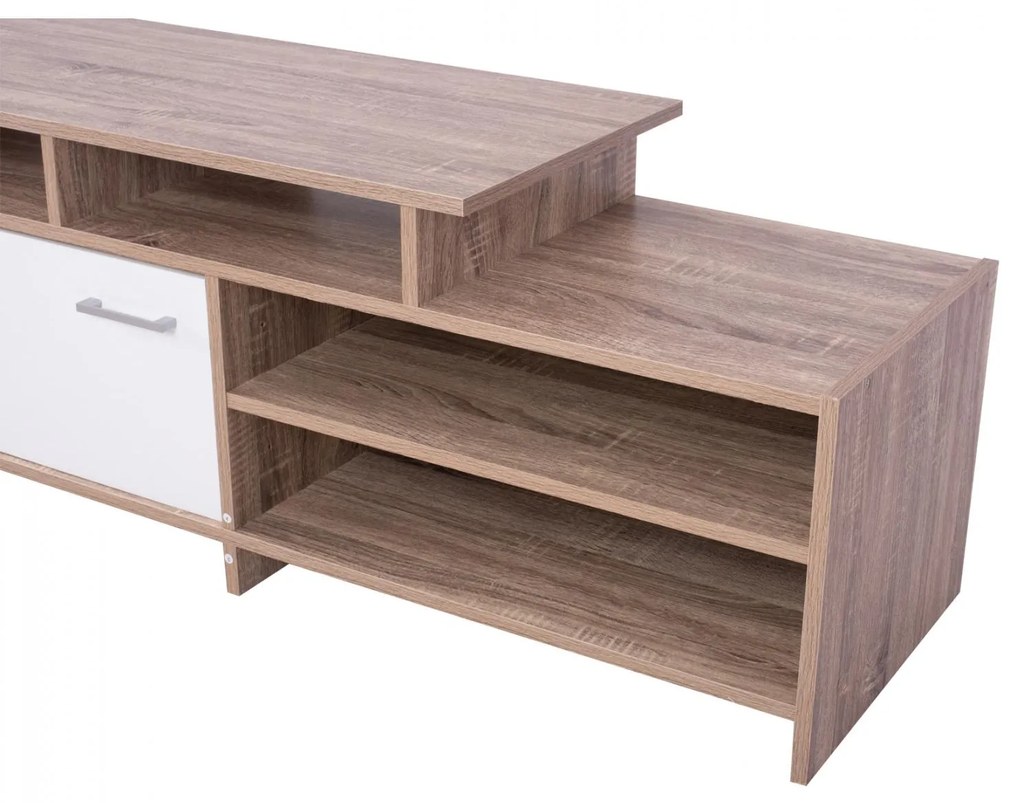 Έπιπλο τηλεόρασης SCOTT Μελαμίνη Sonoma - Λευκό 123x39.5x45.5Yεκ. 123x39.5x45.5 εκ.