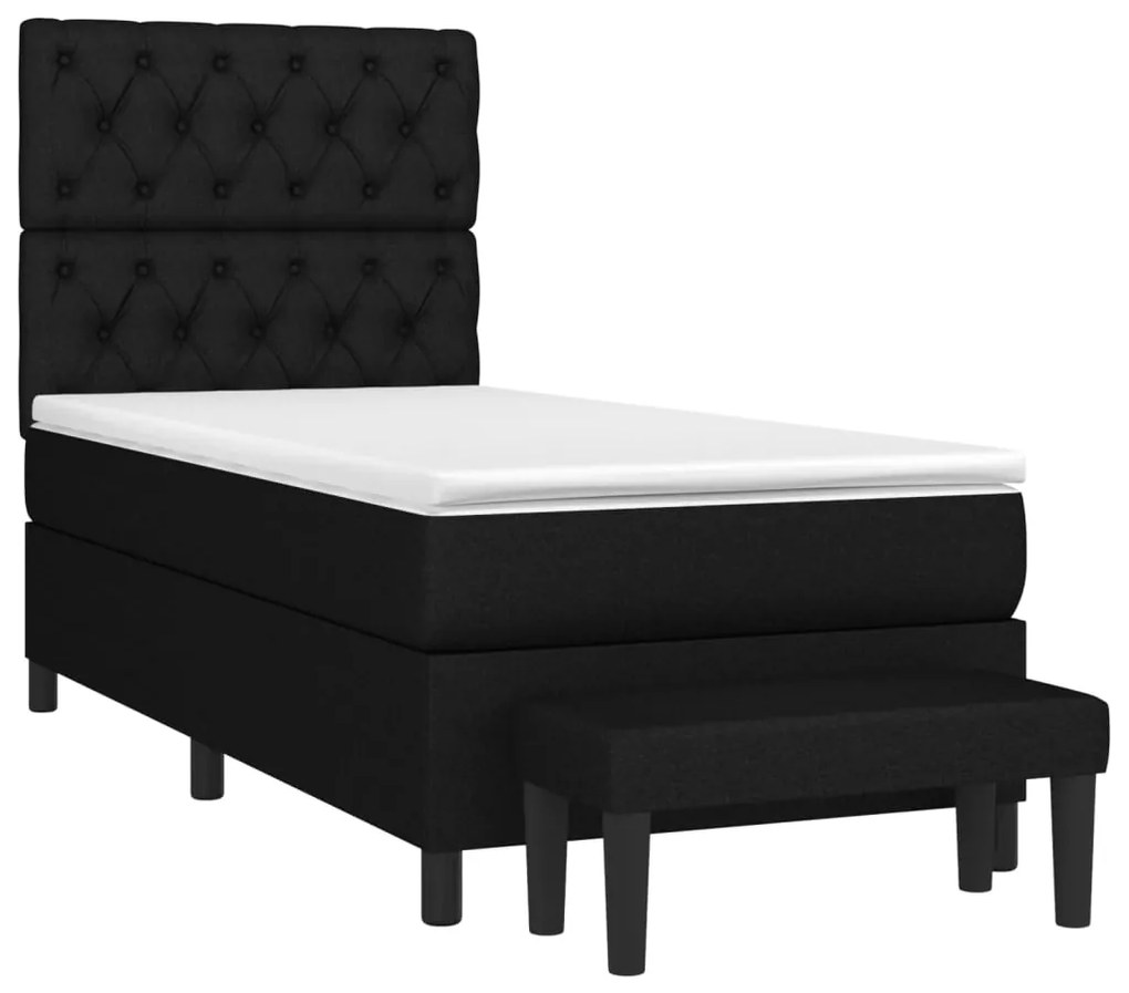 vidaXL Κρεβάτι Boxspring με Στρώμα Μαύρο 80 x 200 εκ. Υφασμάτινο