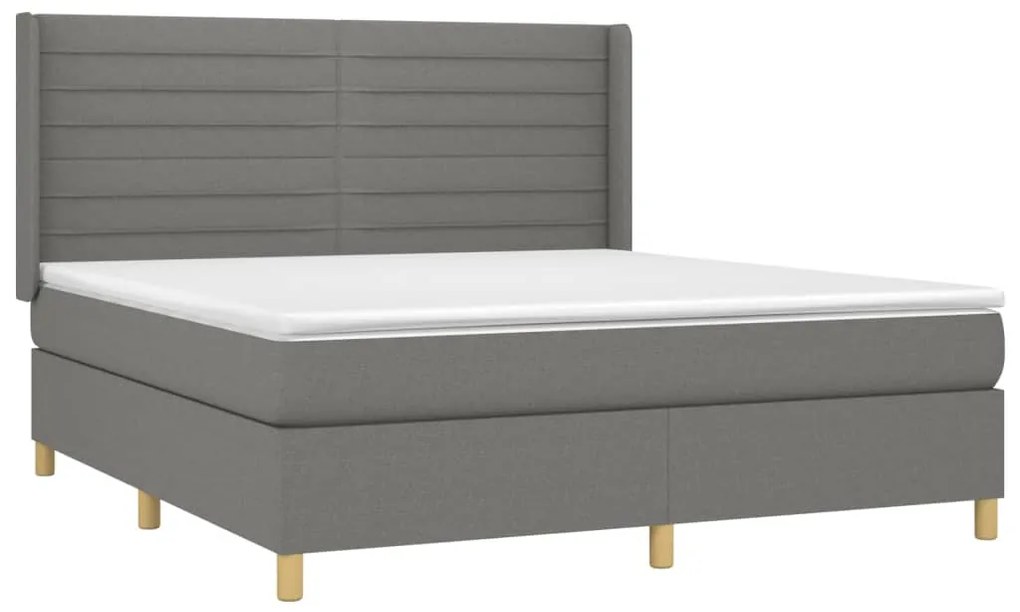 ΚΡΕΒΑΤΙ BOXSPRING ΜΕ ΣΤΡΩΜΑ &amp; LED ΣΚ.ΓΚΡΙ 160X200 ΕΚ ΥΦΑΣΜΑΤΙΝΟ 3138966