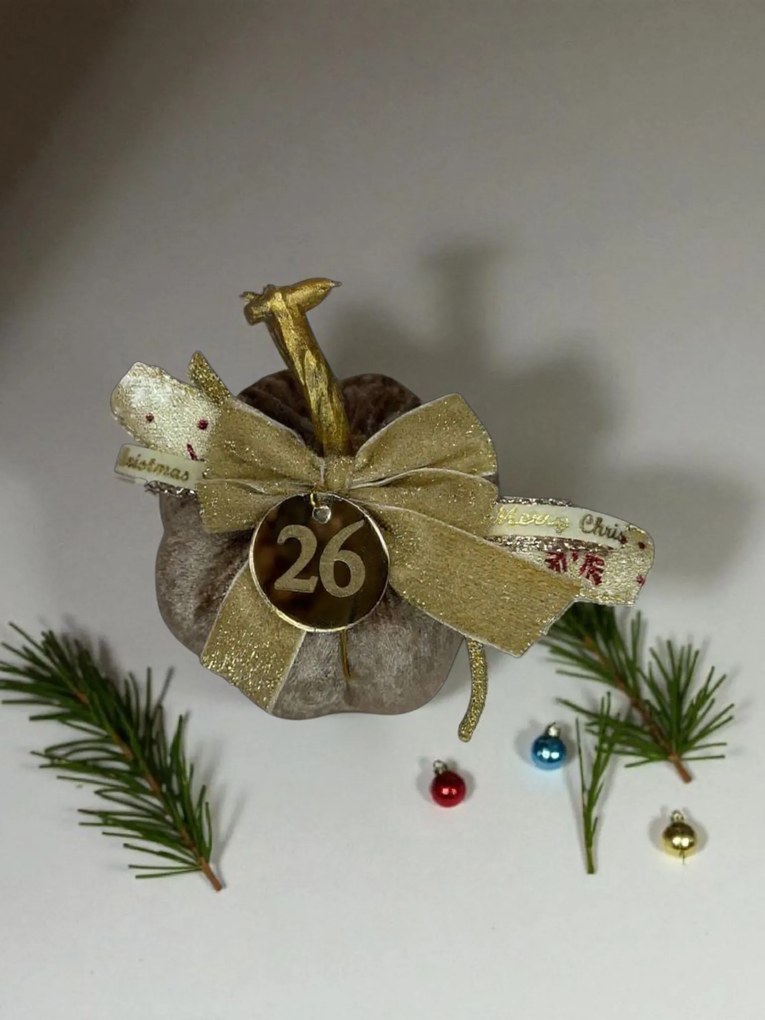 Κολοκύθα Μπεζ Καφέ βελούδινη μεγάλη - Χρυσό